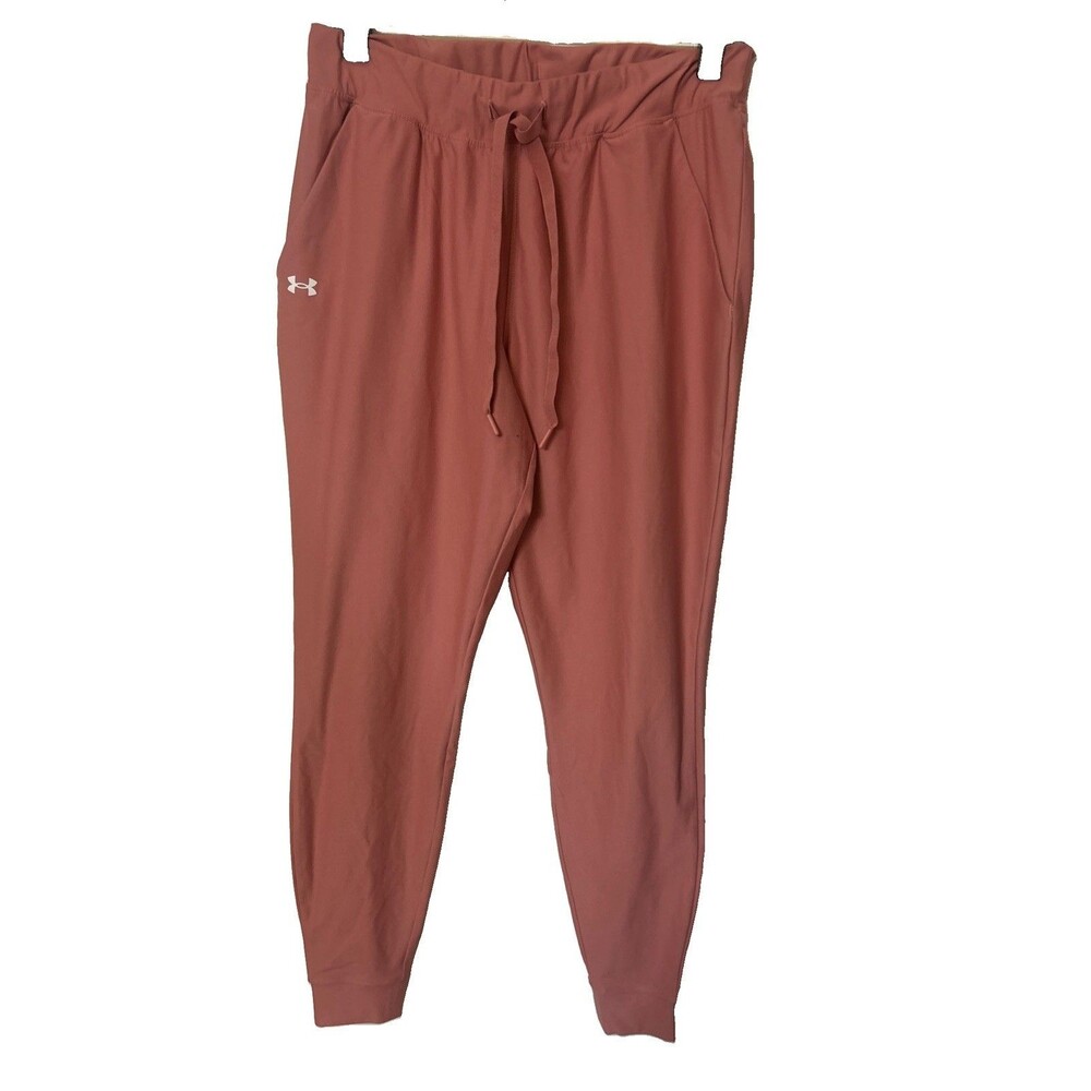 Under Armour Womens S Blush Pink Joggers Tapered Hi Rise Pocket Active Pants